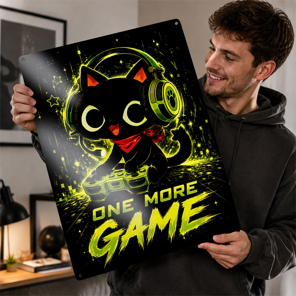 Retro Gaming Cafe - Cute Gaming Cat One More Game