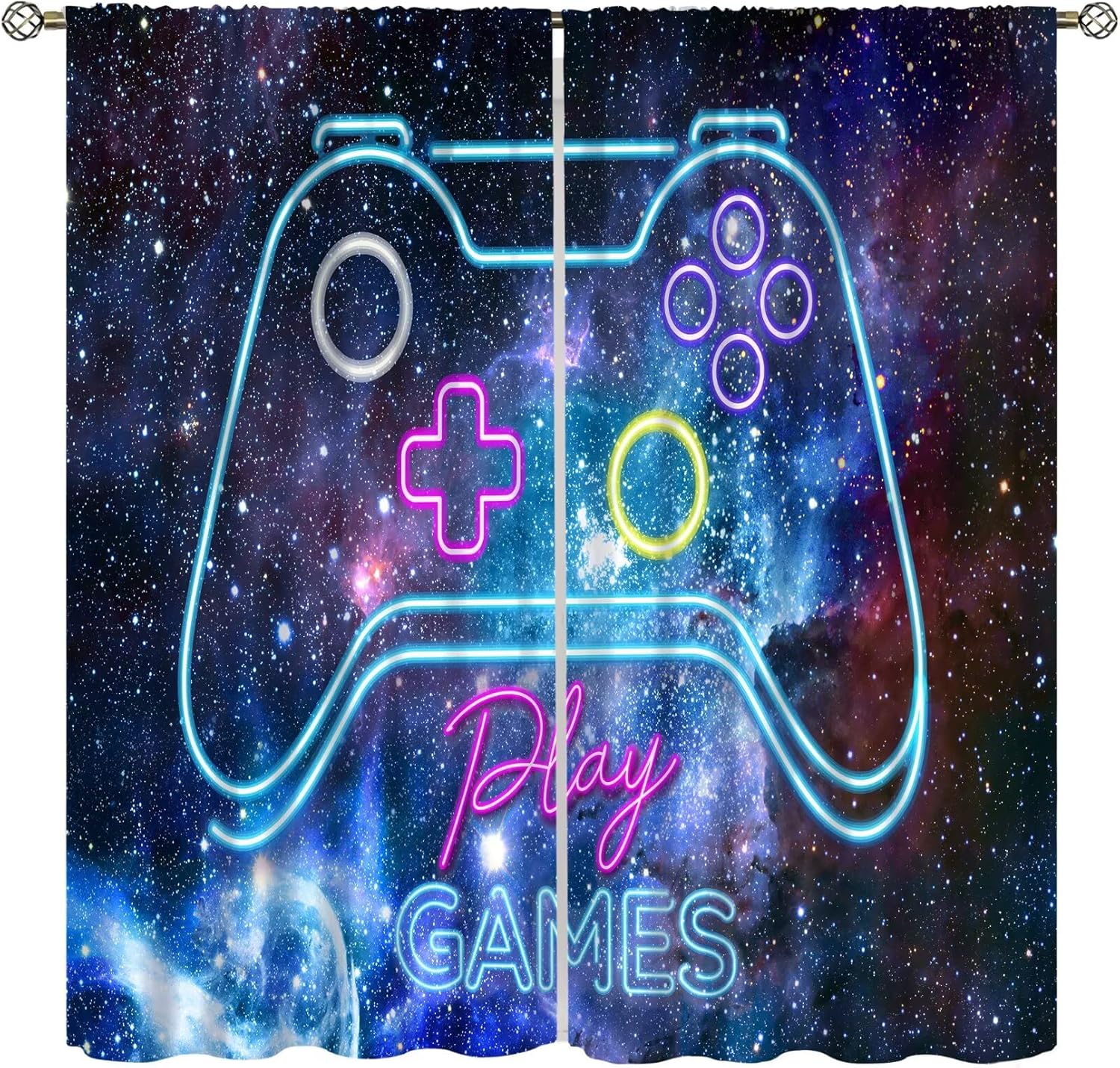 Retro Gaming Cafe - Gaming Blackout Curtains Retro Video Game