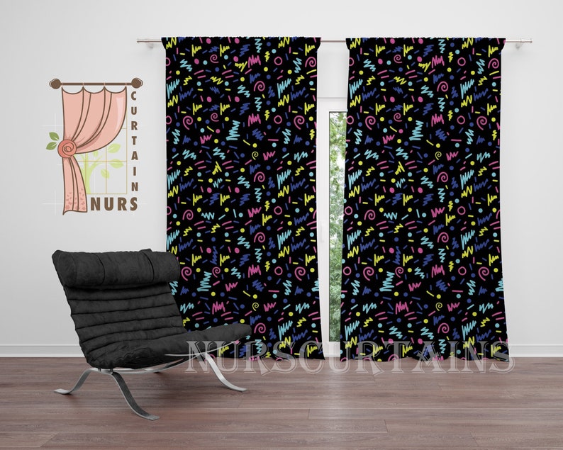 Retro Gaming Cafe - 90s Retro Gaming Blackout Curtain: Colorful