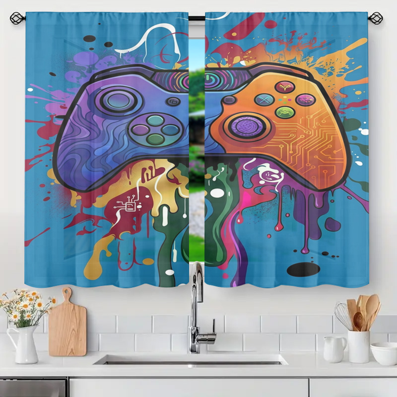 Retro Gaming Cafe - Retro Gaming Curtain Video Game Decor