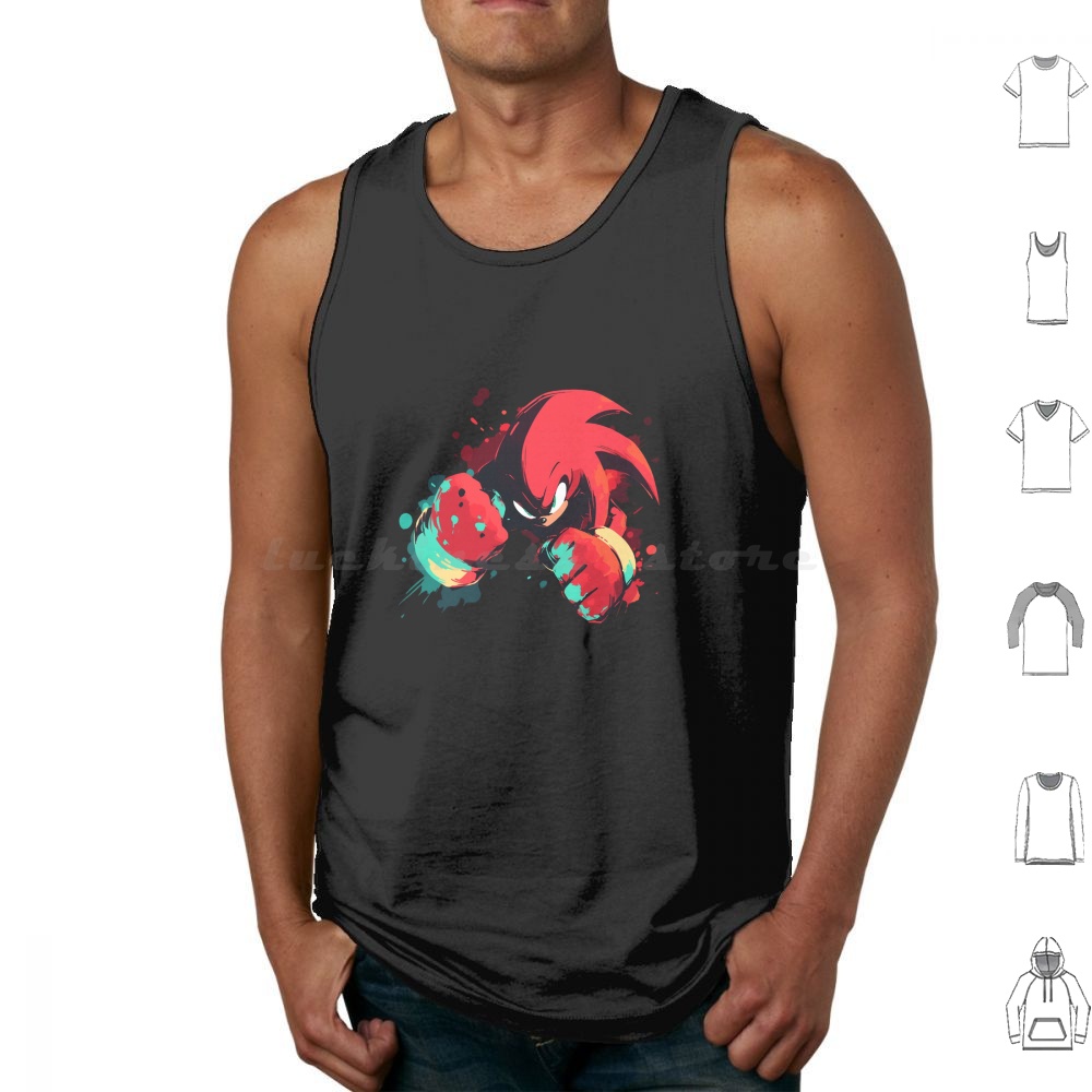 Knuckles Tank Tops Print Cotto - Retro Gaming Japan 评论和价格