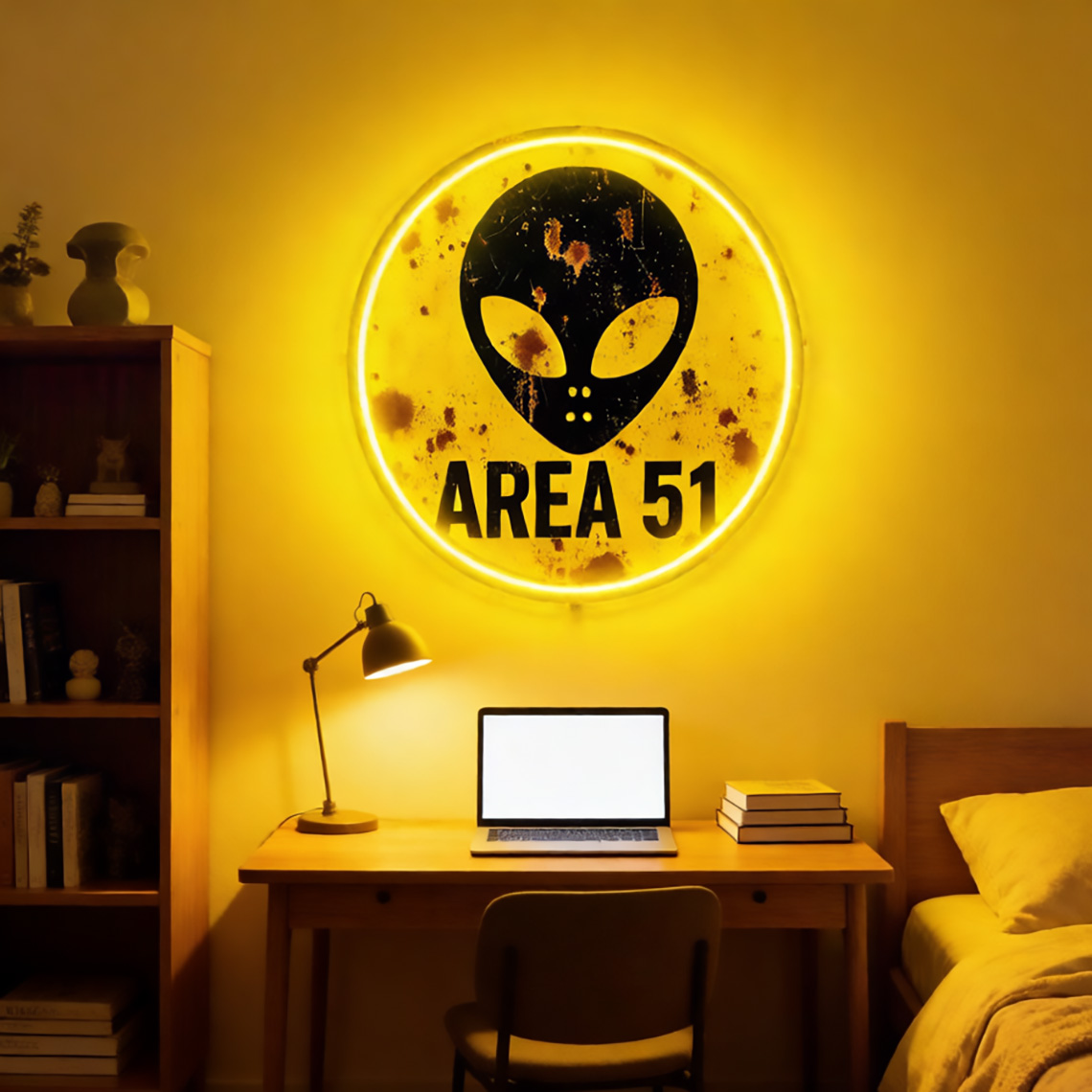 Vintage Area 51 Alien Neon Sig - Retro Gaming Cafe 评论和价格