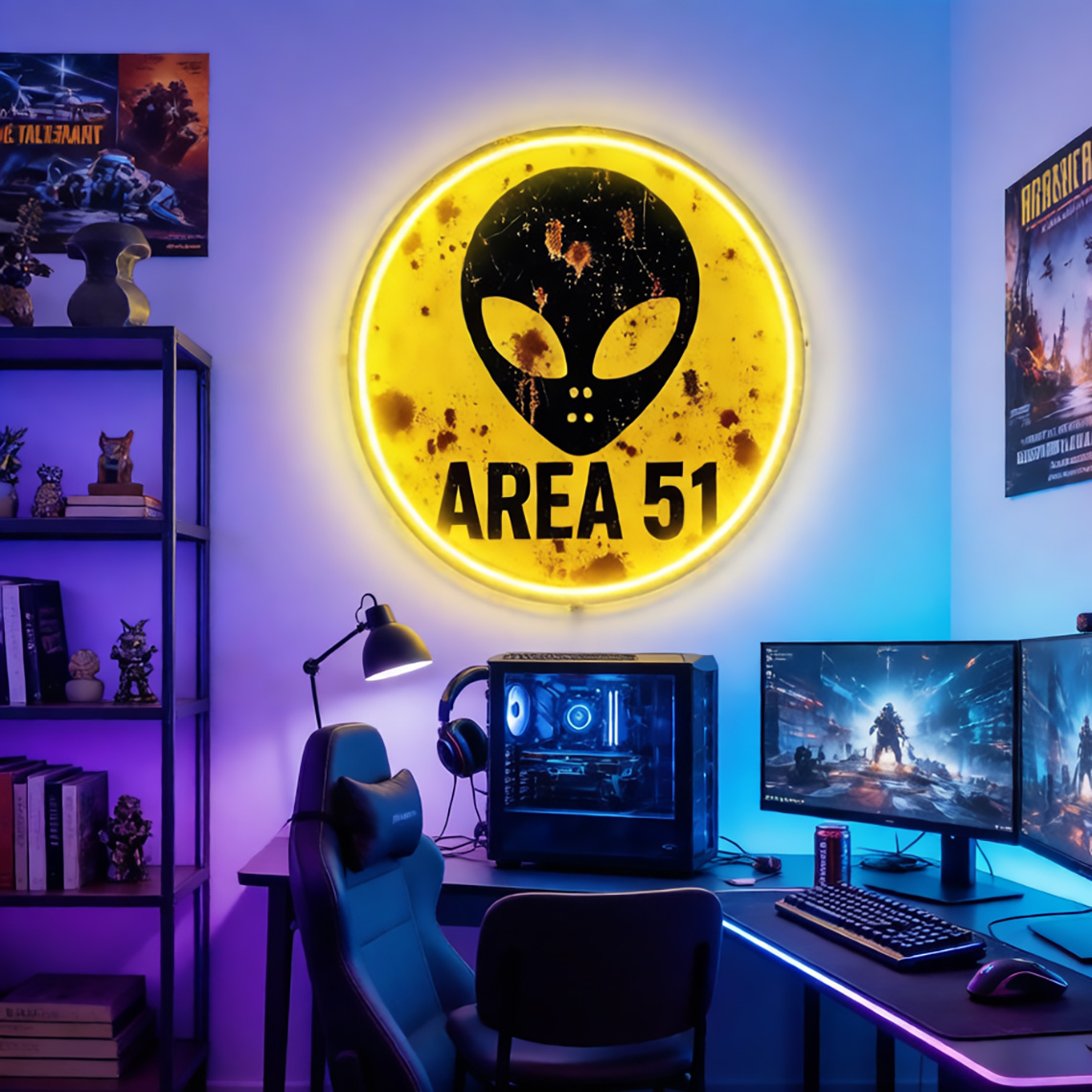 Vintage Area 51 Alien Neon Sig - Retro Gaming Cafe 评论和价格
