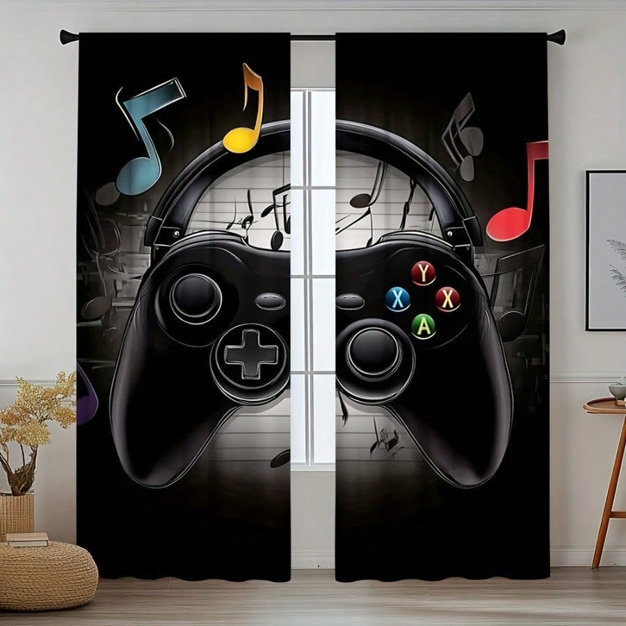 2pcs Retro Gaming Room Curtain - Retro Gaming Cafe 评论和价格