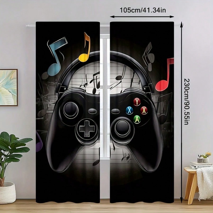 2pcs Retro Gaming Room Curtain - Retro Gaming Cafe 评论和价格