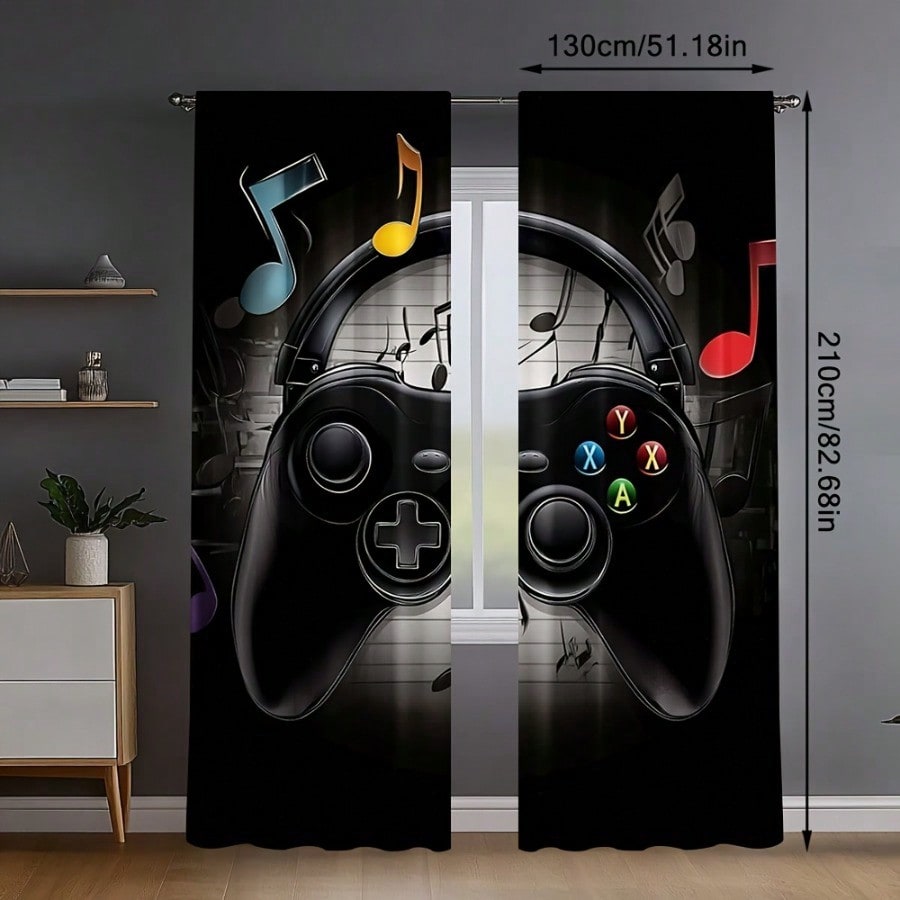 2pcs Retro Gaming Room Curtain - Retro Gaming Cafe 评论和价格