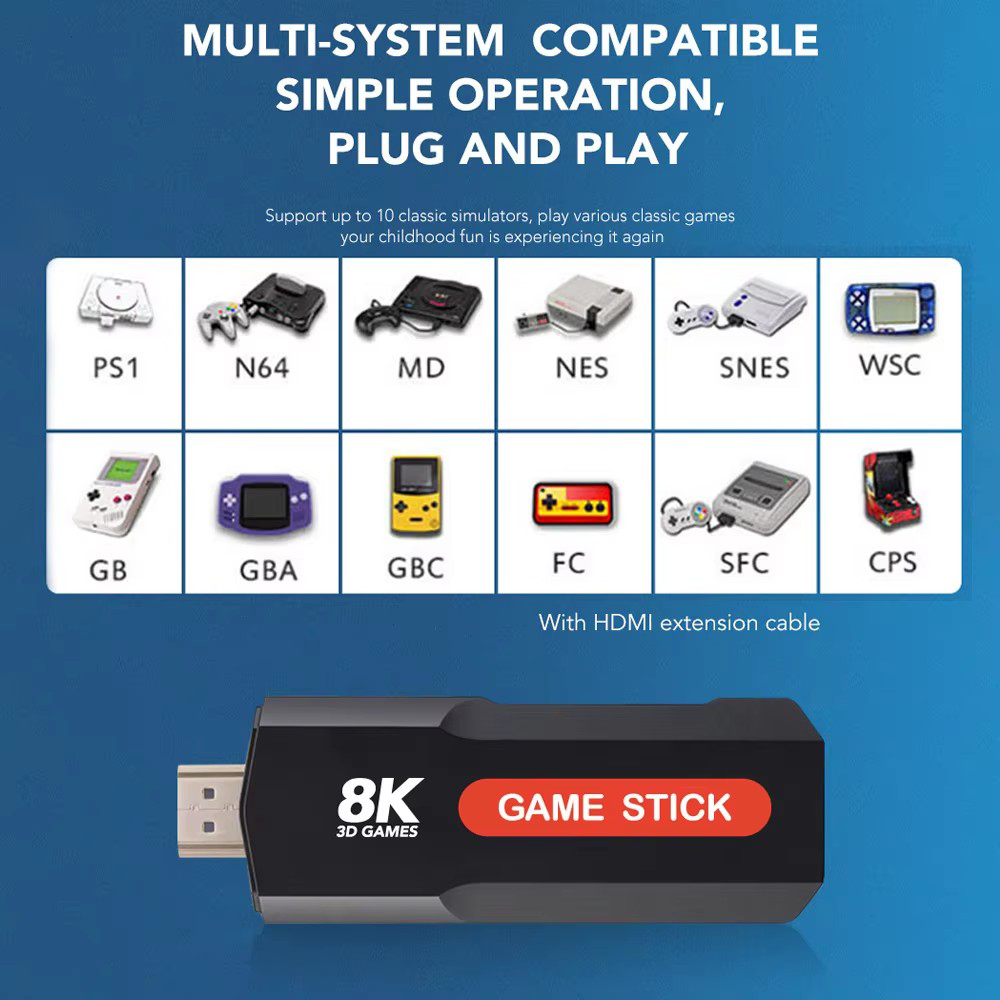 X2 Game Stick HD 4K 8K 3D Cons - Retro Gaming Stick 评论和价格